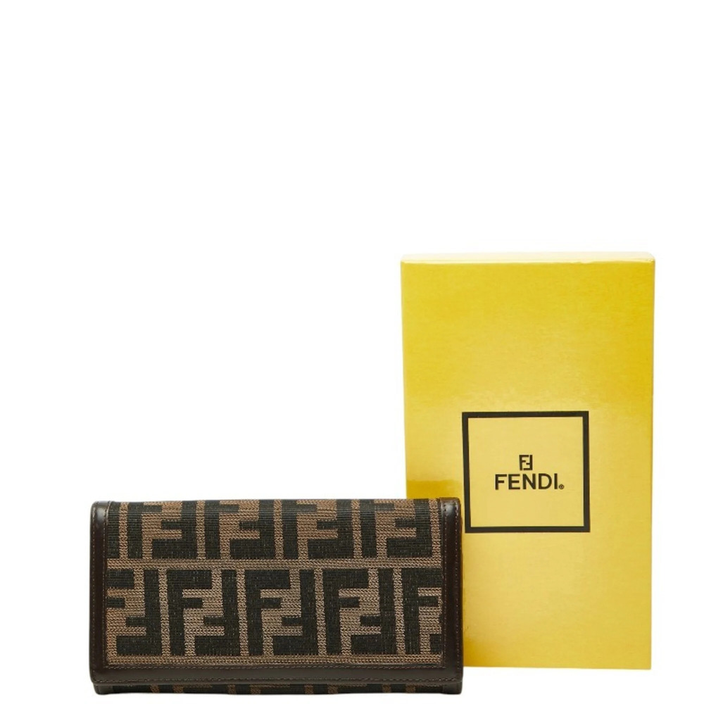Fendi Zucca Long Wallet 30851 Black Brown Canvas Leather Women's FENDI - Picture 10 of 10